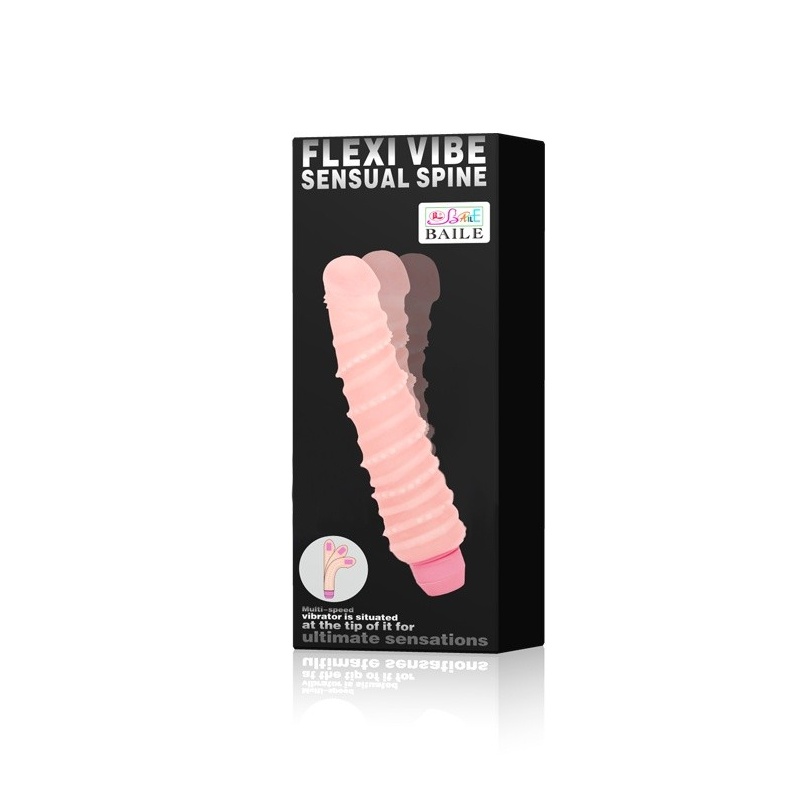 Flexi Vibe Sensual Spin - elastyczne dildo wibrujące z realistyczną strukturą TPR - 2
