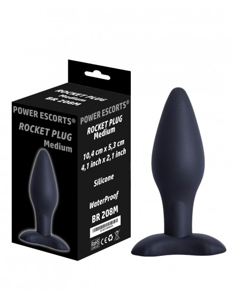 Korek analny Rocket Plug Silicone Medium Black - Korki analne silikonowe - 1