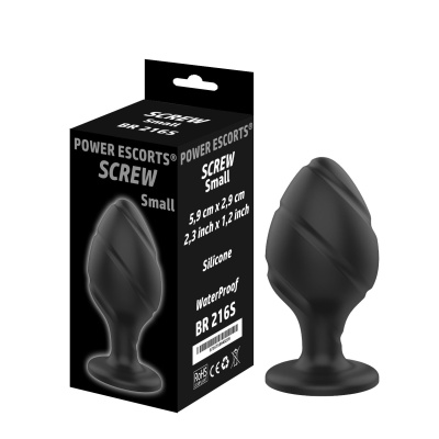 Korek analny Screw Plug small – silikonowy, 5,9 cm, czarny - 1