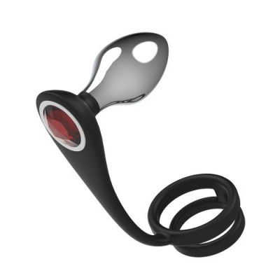Plug analny Pleasure Bully – 3 wymienne zatyczki (2,8–3,8 cm) i pierścień erekcyjny - 1 2