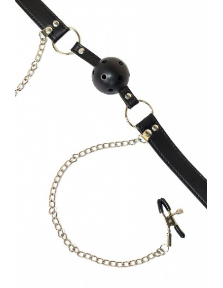 Knebel Ball Gag With Nipple Clamps Party Hard Gratitude - Kneble do ust - 4
