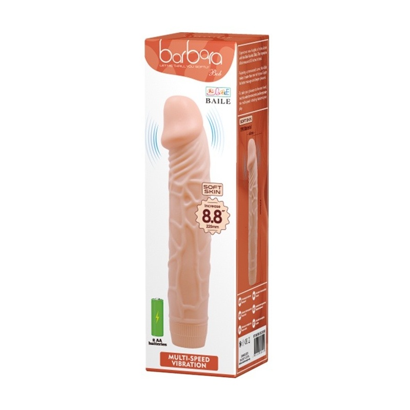 Realistyczny wibrator BOB Soft Skin 22,5 cm - wypukła głowa i żyłkowany trzon - 2