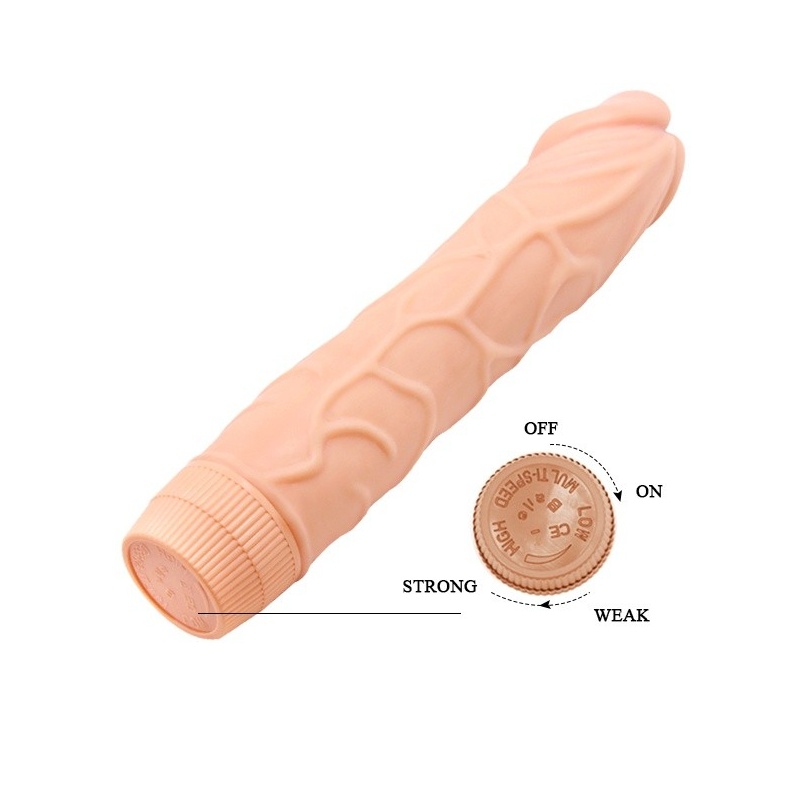 Realistyczny wibrator BOB Soft Skin 22,5 cm - wypukła głowa i żyłkowany trzon - 8
