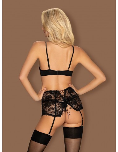 Komplet Bielizny Peonesia 3-Częściowy Czarny  S/M - Komplety bielizny erotycznej - 4