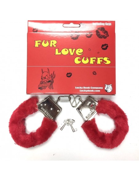 Kajdanki erotyczne Furry Cuffs, Colour Red, In Colour Box - Kajdanki erotyczne - 1