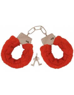 Kajdanki erotyczne Furry Cuffs, Colour Red, In Colour Box - Kajdanki erotyczne - 1 2