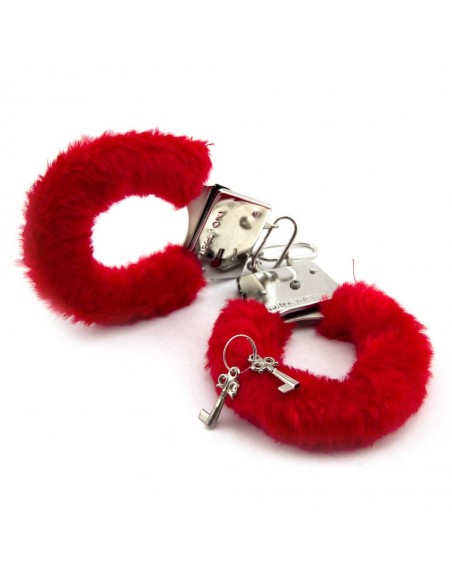 Kajdanki erotyczne Furry Cuffs, Colour Red, In Colour Box - Kajdanki erotyczne - 4