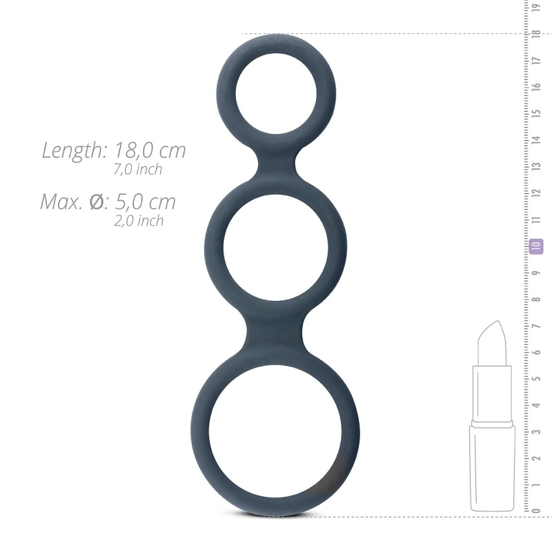 Potrójny pierścień erekcyjny Triple Ring - silikonowy, elastyczny, średnice 3-5 cm - 6
