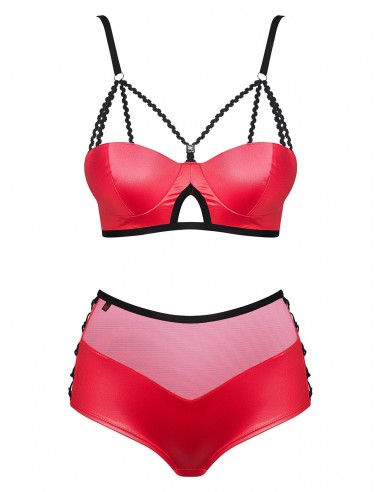 Komplet Bielizny Leatheria 2-Częściowy Czerwony  S/M - Komplety bielizny erotycznej - 5