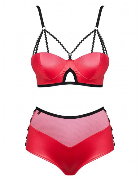 Komplet Bielizny Leatheria 2-Częściowy Czerwony  S/M - Komplety bielizny erotycznej - 5