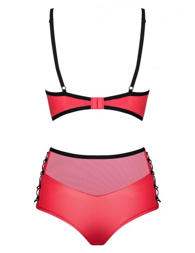 Komplet Bielizny Leatheria 2-Częściowy Czerwony  S/M - Komplety bielizny erotycznej - 6