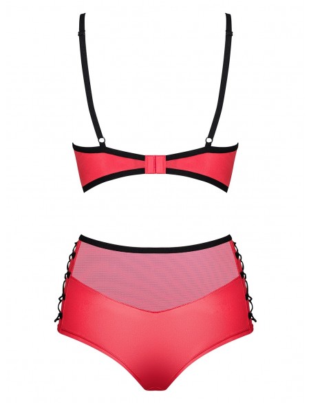 Komplet Bielizny Leatheria 2-Częściowy Czerwony  S/M - Komplety bielizny erotycznej - 6
