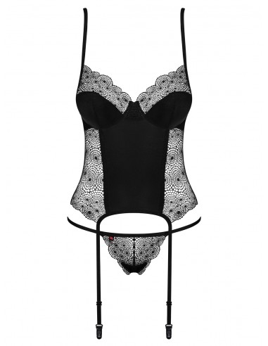 Zestaw Sharlotte Gorset I Stringi Czarny - Komplety bielizny erotycznej - 5