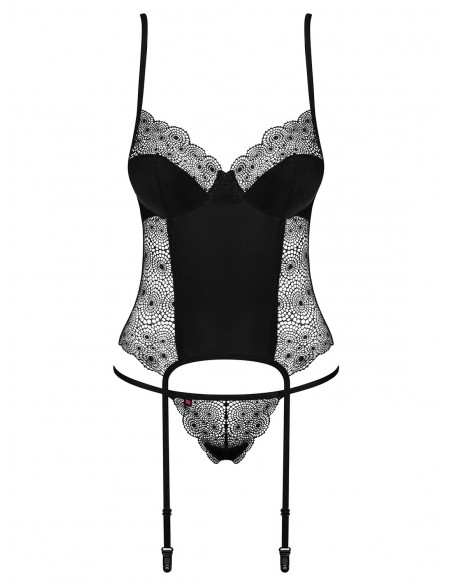 Zestaw Sharlotte Gorset I Stringi Czarny - Komplety bielizny erotycznej - 5