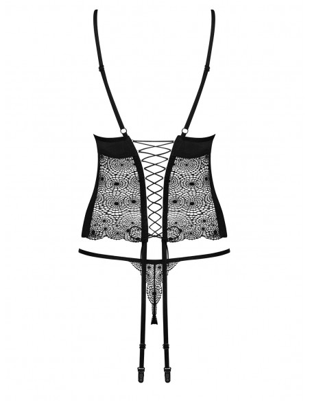 Zestaw Sharlotte Gorset I Stringi Czarny - Komplety bielizny erotycznej - 6