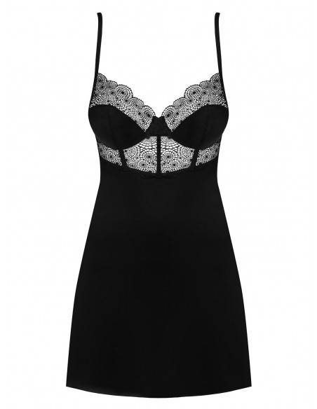 Bielizna Nocna Sharlotte Koszulka I String Czarna  S/M - Koszule nocne - 5