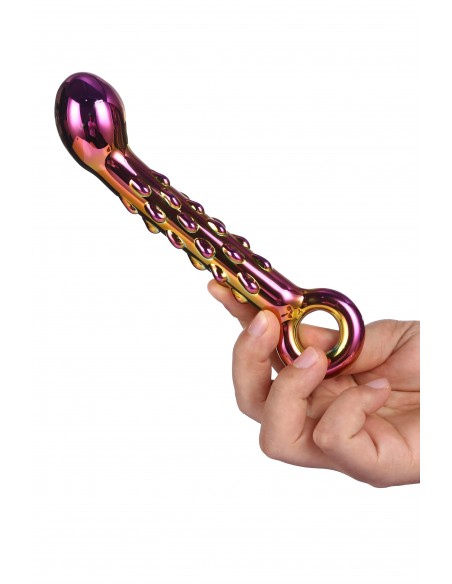 Szklany Stymulator Punktu G Glamour Glass Ribbed G-Spot Dildo - Dilda szklane - 5