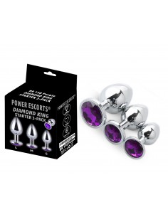 Zestaw Korków Analnych Diamond King Starter z Fioletowym Zdobieniem - S,M,L - Zestawy Korków Analnych - 1 2