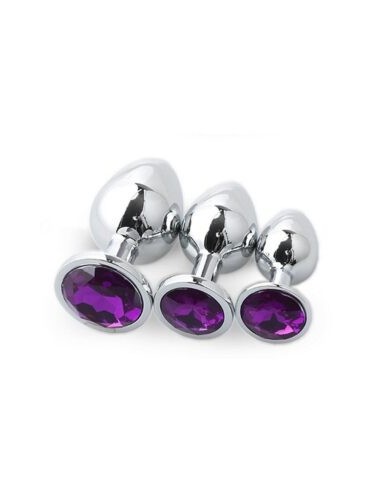 Zestaw Korków Analnych Diamond King Starter z Fioletowym Zdobieniem - S,M,L - Zestawy Korków Analnych - 7