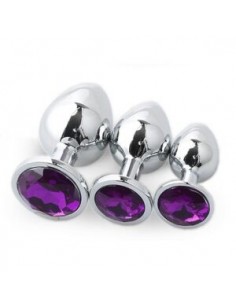 Zestaw Korków Analnych Diamond King Starter z Fioletowym Zdobieniem - S,M,L - Zestawy Korków Analnych - 1