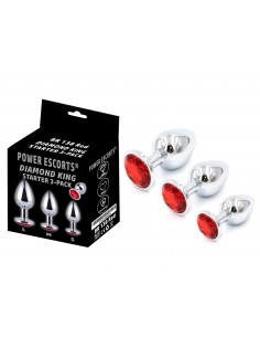 Zestaw Korków Analnych Diamond King Starter z Czerwonym Zdobieniem - S,M,L - Zestawy Korków Analnych - 3