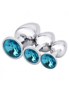 Zestaw Korków Analnych Diamond King Starter z NIebieskim Zdobieniem - S,M,L - Zestawy Korków Analnych - 1