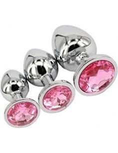 Zestaw Korków Analnych Diamond King Starter z Różowym Zdobieniem - S,M,L - Zestawy Korków Analnych - 1 2