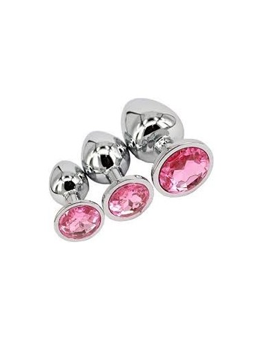 Zestaw Korków Analnych Diamond King Starter z Różowym Zdobieniem - S,M,L - Zestawy Korków Analnych - 2