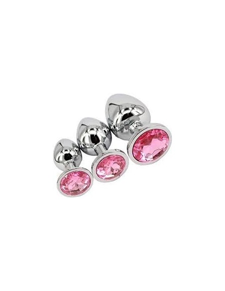 Zestaw Korków Analnych Diamond King Starter z Różowym Zdobieniem - S,M,L - Zestawy Korków Analnych - 2