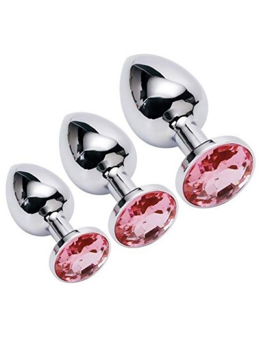 Zestaw Korków Analnych Diamond King Starter z Różowym Zdobieniem - S,M,L - Zestawy Korków Analnych - 6