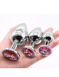 Zestaw Korków Analnych Diamond King Starter z Różowym Zdobieniem - S,M,L - Zestawy Korków Analnych - 1