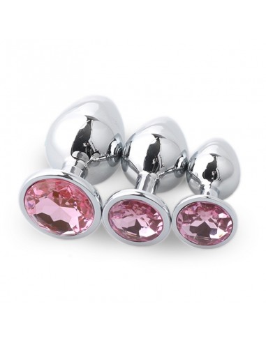 Zestaw Korków Analnych Diamond King Starter z Różowym Zdobieniem - S,M,L - Zestawy Korków Analnych - 7