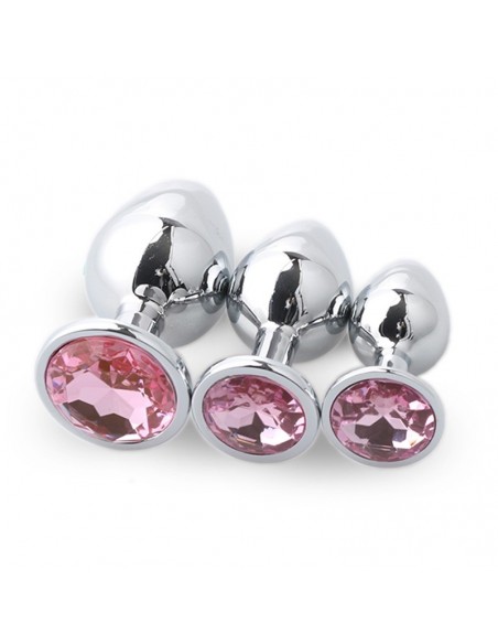 Zestaw Korków Analnych Diamond King Starter z Różowym Zdobieniem - S,M,L - Zestawy Korków Analnych - 7