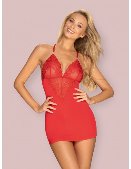 Bielizna Nocna 828-Che-1 Koszulka I Stringi Czerwona L/Xl - Koszule nocne - 3