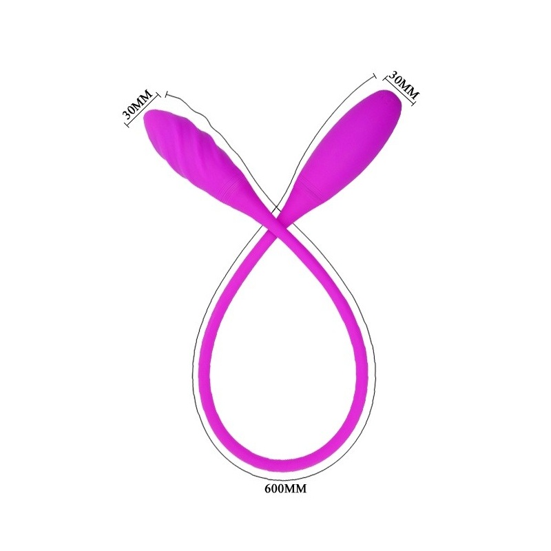 Wibrator podwójny Snaky Vibe 7 Functions - giętki silikon, 7 funkcji wibracji, długość 60 cm - 4