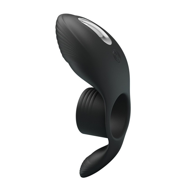 Wibrujący pierścień nasadowy BI-210198 z 11-cm ramieniem stymulującym łechtaczkę - 1