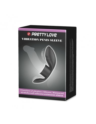 Nakładka wibracyjna  - Penis Sleeve 7 Funkcji Czarny - Pierścienie erekcyjne wibrujące - 3