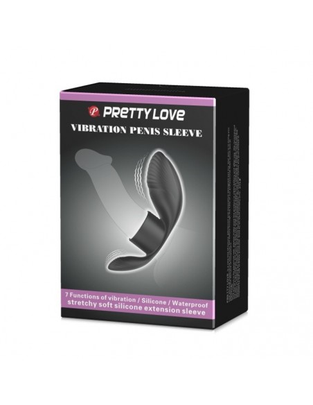 Nakładka wibracyjna  - Penis Sleeve 7 Funkcji Czarny - Pierścienie erekcyjne wibrujące - 3