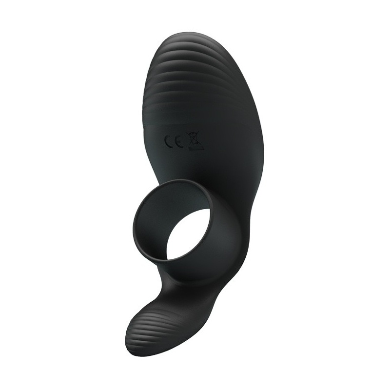 Wibrujący pierścień nasadowy BI-210198 z 11-cm ramieniem stymulującym łechtaczkę - 5