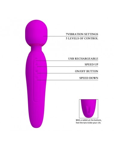 Masażer do Ciała z Króliczymi Uszkami do Stymulacji CURTIS 7 Funkcji Wibracji - Wibratory Magic Wand - 7