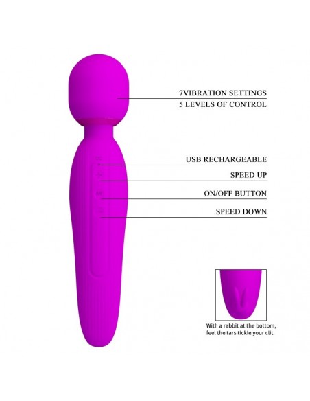 Masażer do Ciała z Króliczymi Uszkami do Stymulacji CURTIS 7 Funkcji Wibracji - Wibratory Magic Wand - 7