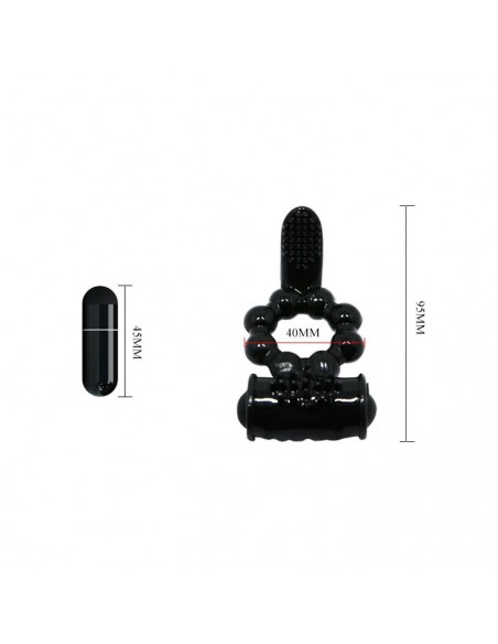 Pierścień z wibracjami  - Sweet Ring Czarny - Pierścienie erekcyjne wibrujące - 5