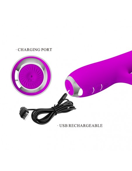 Wibrator królik - RACHEL 3 fale impulsu 12 Funkcji wibracji Purple - Wibratory Króliczki - 9