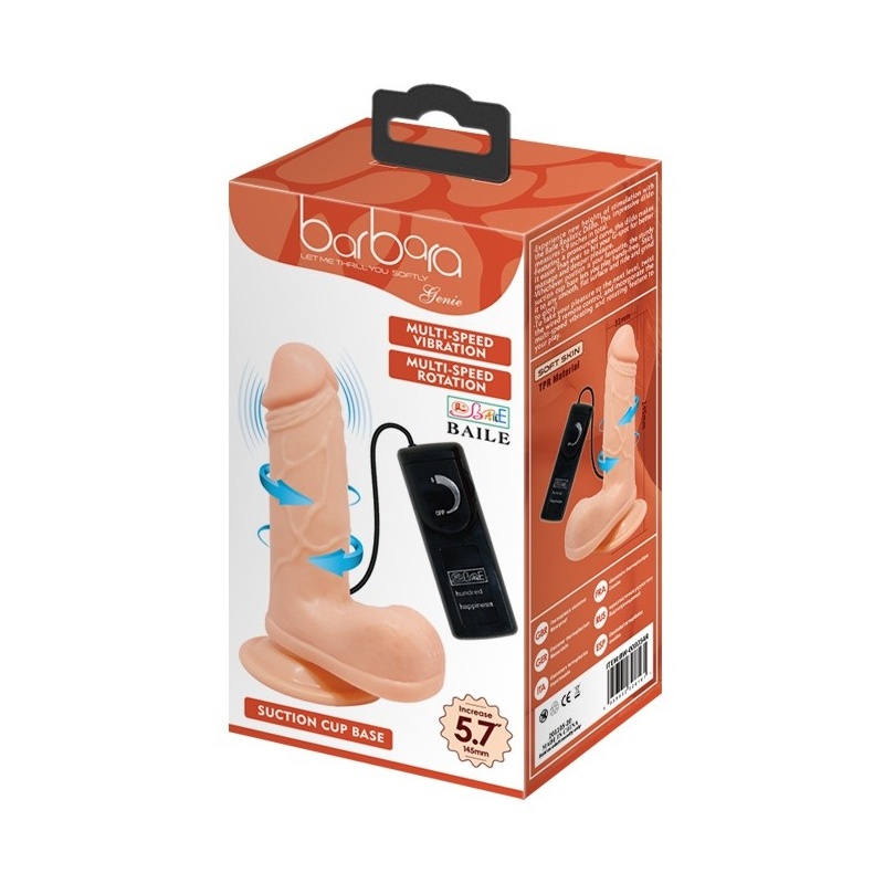 Dildo Barbara Genie z funkcją wibracji i rotacji, 14,5 cm - 6
