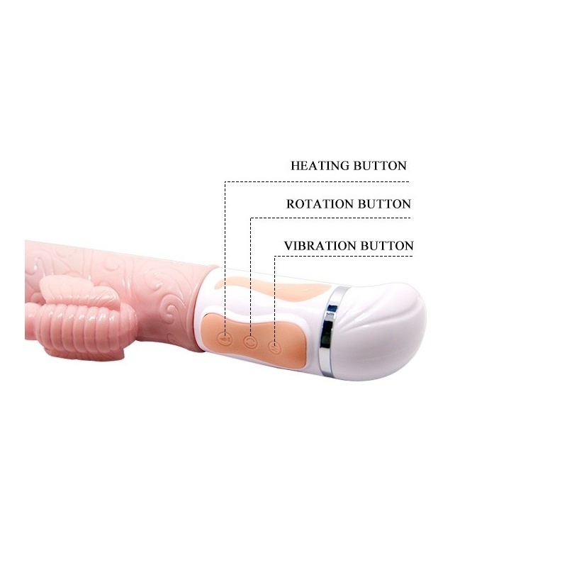 Wibrator króliczek Hot Butterfly — 12 funkcji wibracji, 4 tryby obrotu, podgrzewanie do 48°C, USB, wymiary opakowania 270 × 95 × - 5