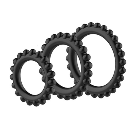 Zestaw pierścieni erekcyjnych TITAN three ring set z wypustkami - 3 średnice: 3,3 / 3,8 / 4,4 cm - 1