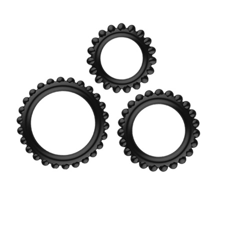 Zestaw pierścieni erekcyjnych TITAN three ring set z wypustkami - 3 średnice: 3,3 / 3,8 / 4,4 cm - 3