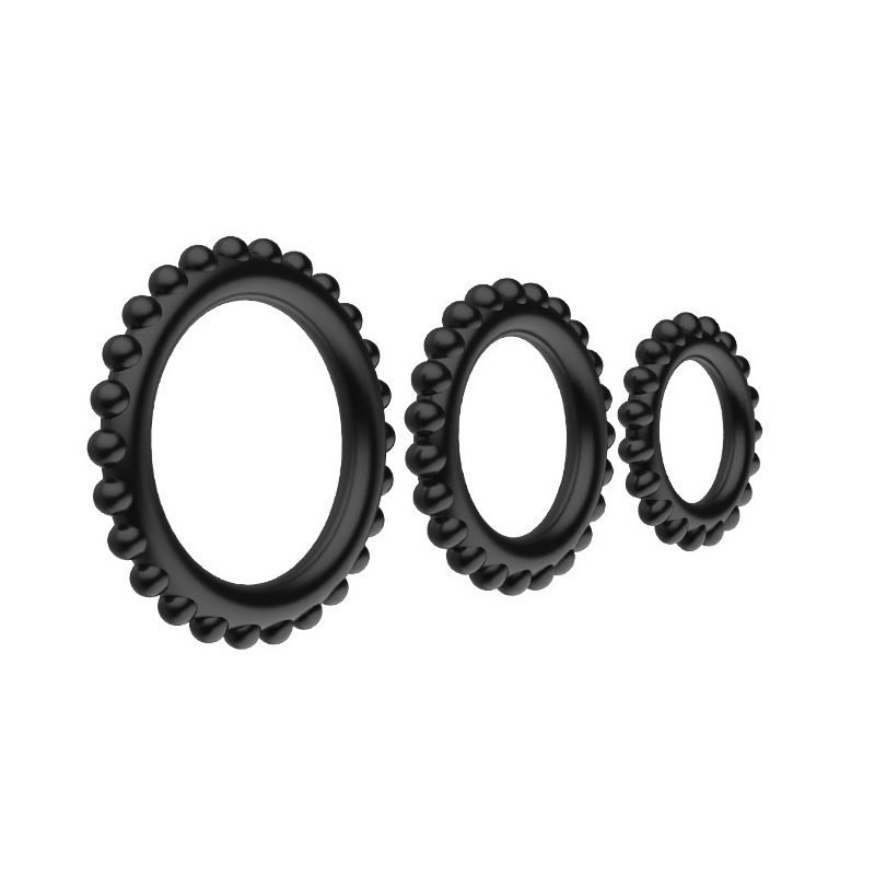 Zestaw pierścieni erekcyjnych TITAN three ring set z wypustkami - 3 średnice: 3,3 / 3,8 / 4,4 cm - 4