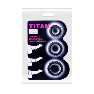 Zestaw pierścieni erekcyjnych TITAN three ring set z wypustkami - 3 średnice: 3,3 / 3,8 / 4,4 cm - 1 2