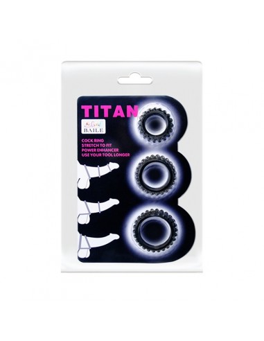 Zestaw pierścieni erekcyjnych Baile -Titan  Three Ring Set - Pierścienie erekcyjne niewibrujące - 2